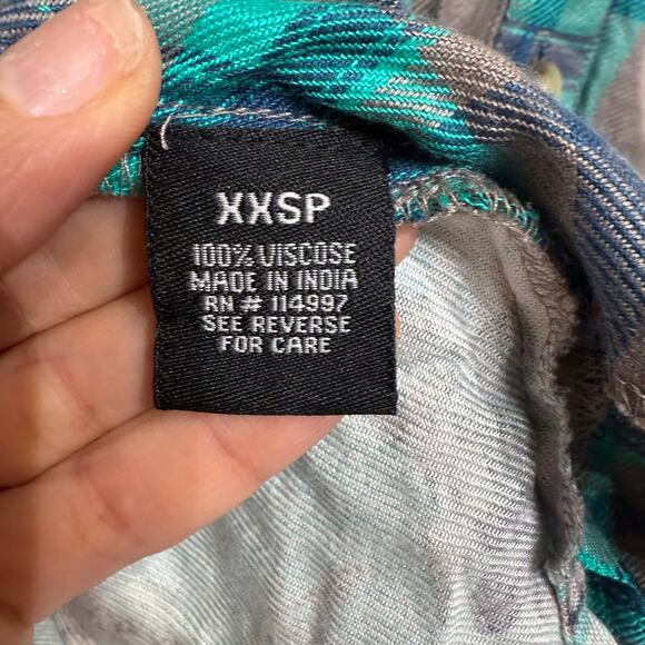 Tolani Collection Teal Gray Plaid Niecy Button Down Sz XXSP NWT - Picture 8 of 15